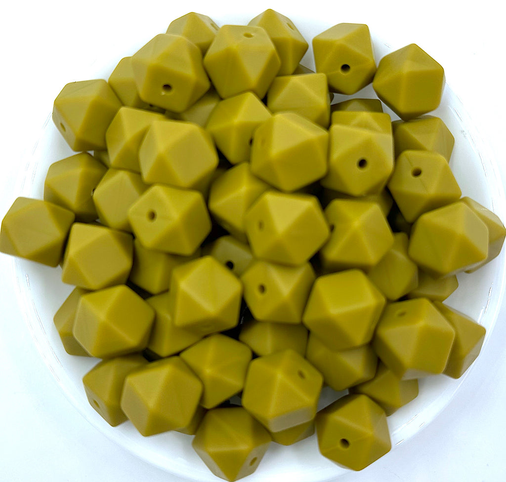 14mm Pistachio Green Mini Hexagon Silicone Beads