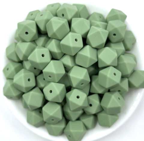 14mm Green Tea Mini Hexagon Silicone Beads