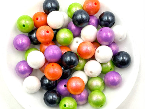 Halloween OPAL Silicone Bead Mix--White, Purple Passion, Green, Orange, Black