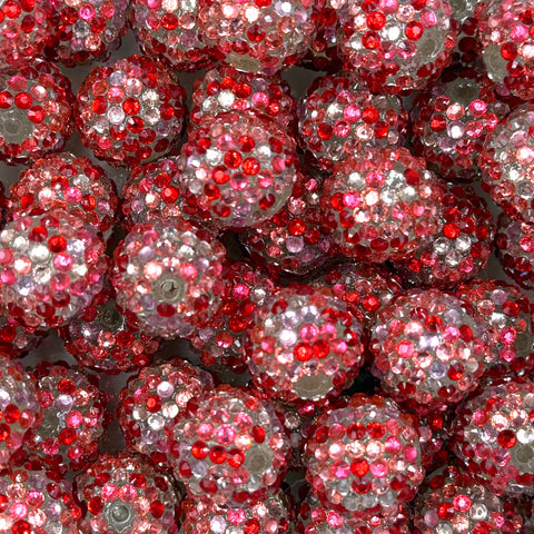 20mm Valentine Confetti Rhinestone Beads