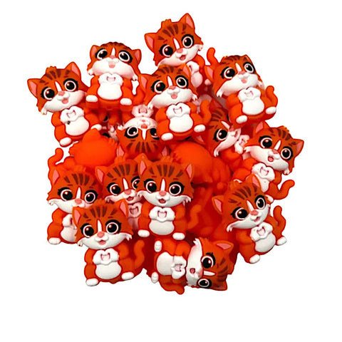3D Orange Cat Silicone Focal Beads