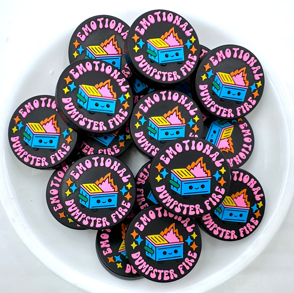 Emotional Dumpster Fire Silicone Focal Beads--Black
