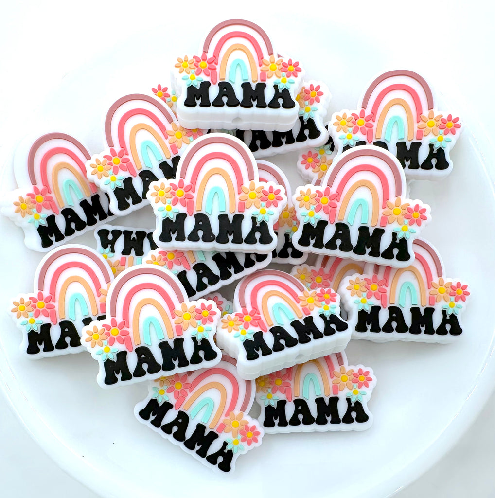 Mama Rainbow Silicone Focal Beads--Boho