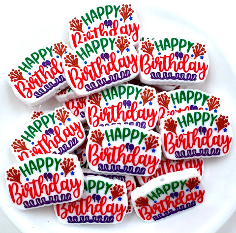 Happy Birthday Silicone Focal Beads