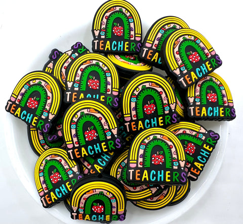 Teachers Rainbow Silicone Focal Beads