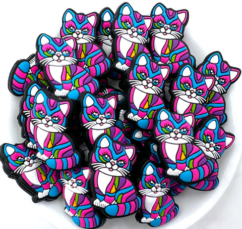 Rainbow Cat Silicone Focal Beads