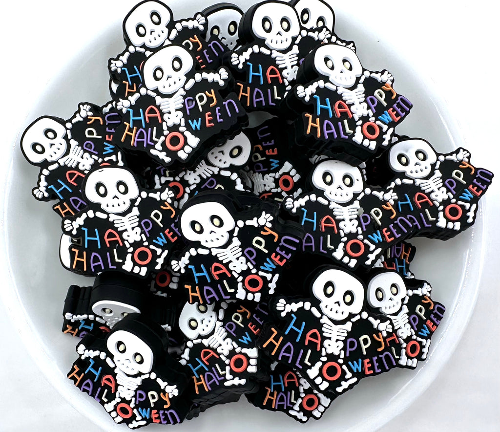 Happy Halloween Skeleton Silicone Focal Beads