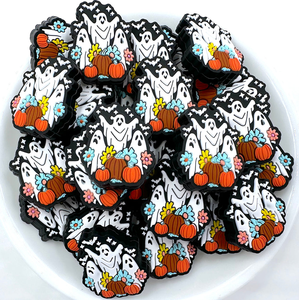 Three Ghosts Halloween Silicone Focal Beads