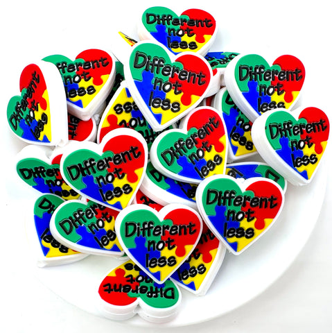 Different Not Less Heart Silicone Focal Beads