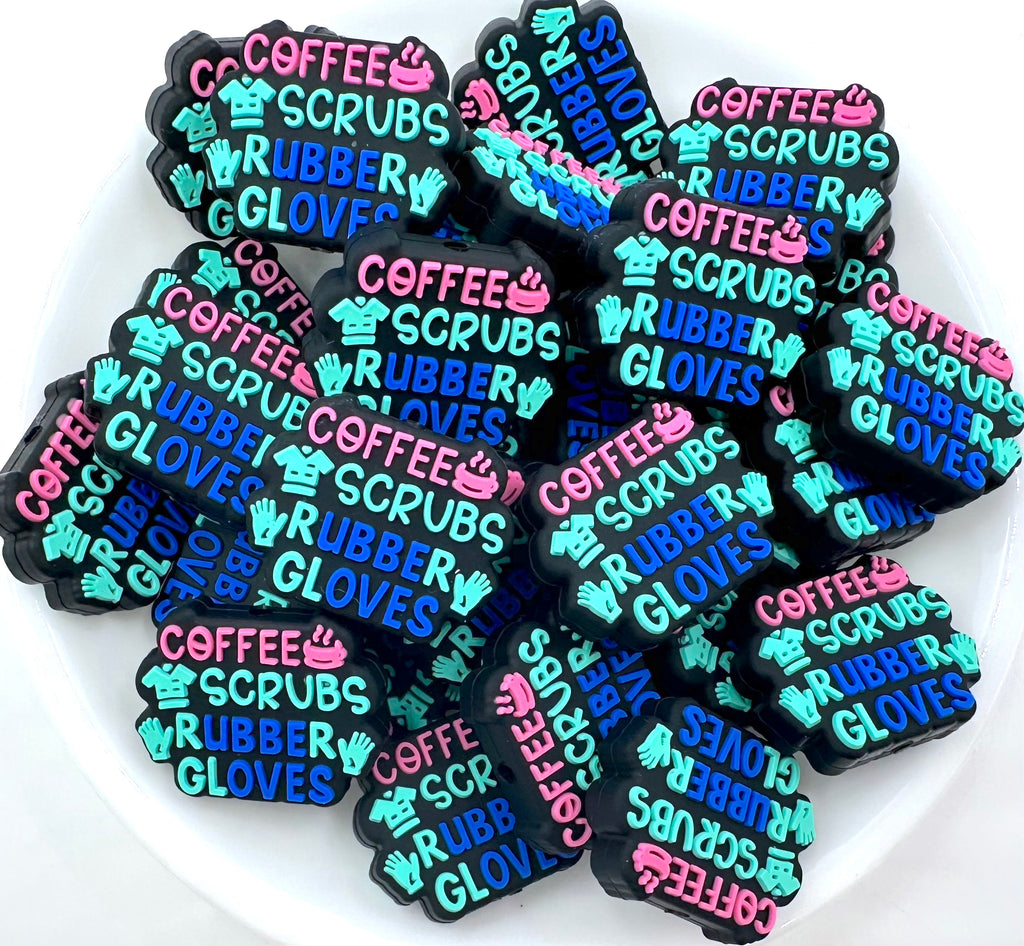 Coffee, Scrubs, Rubber Gloves Silicone Focal Beads