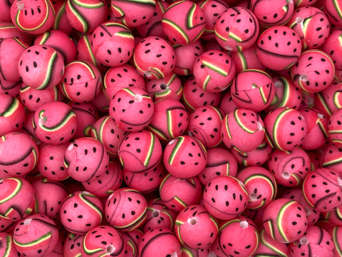 Watermelon Print Silicone Beads--15mm