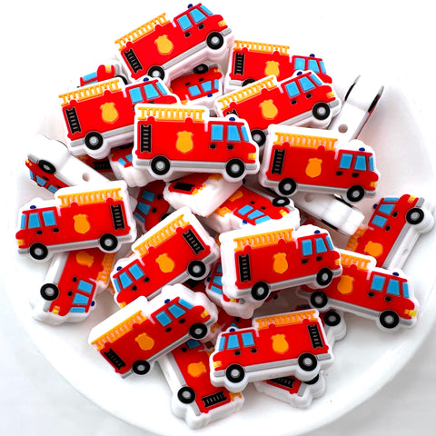 Fire Truck Silicone Focal Beads