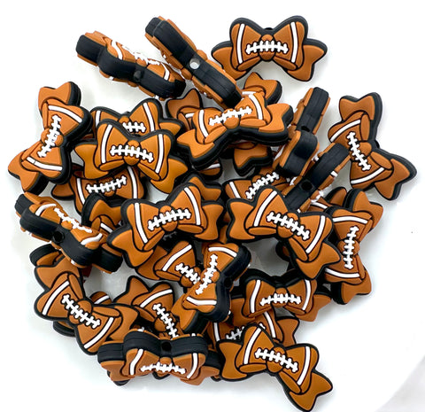 Football Bow Silicone Focal Beads