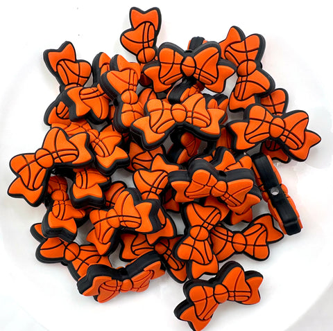 Basketball Bow Silicone Focal Beads