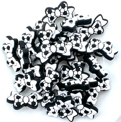 Soccer Bow Silicone Focal Beads