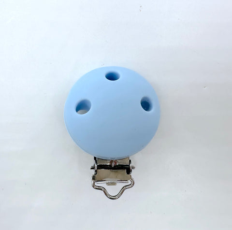 Baby Blue Round Silicone Pacifier Clip