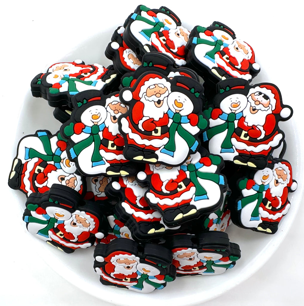 Santa & Snowman Christmas Silicone Focal Beads