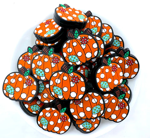 Patchwork Pumpkin Silicone Focal Beads