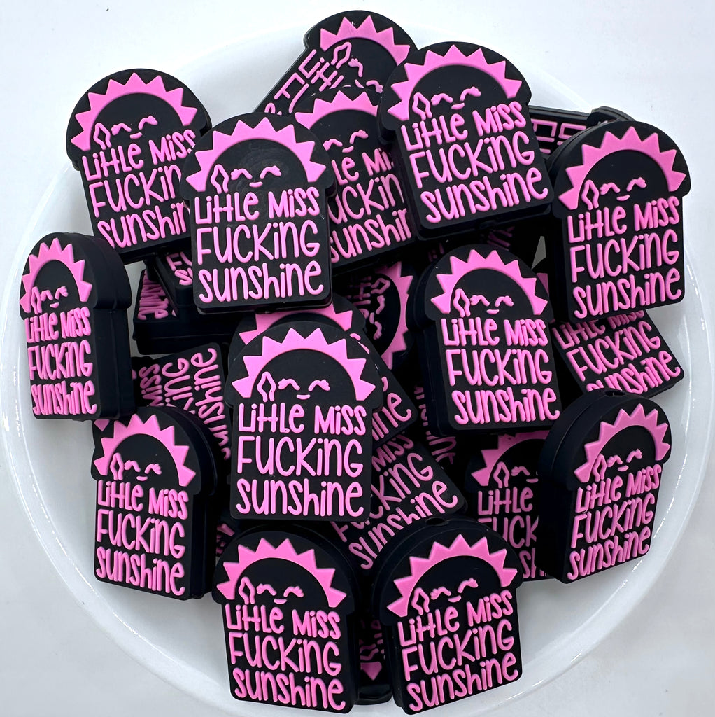 Little Miss F*cking Sunshine Silicone Focal Beads--Pink