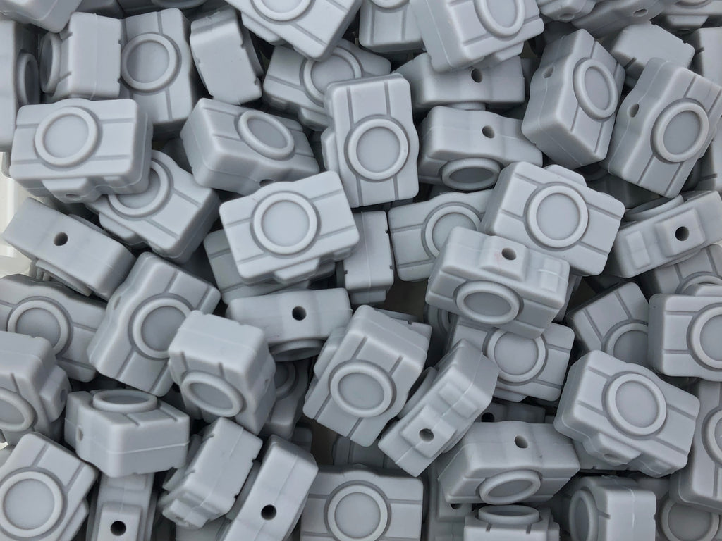 Camera Silicone Focal Beads--Light Gray