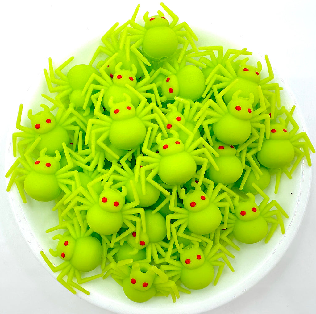 Green Spider 3D Silicone Focal Beads