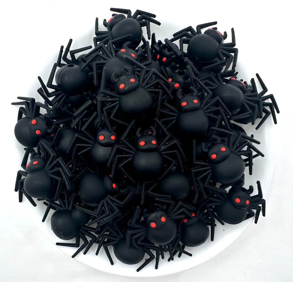 Black Spider 3D Silicone Focal Beads