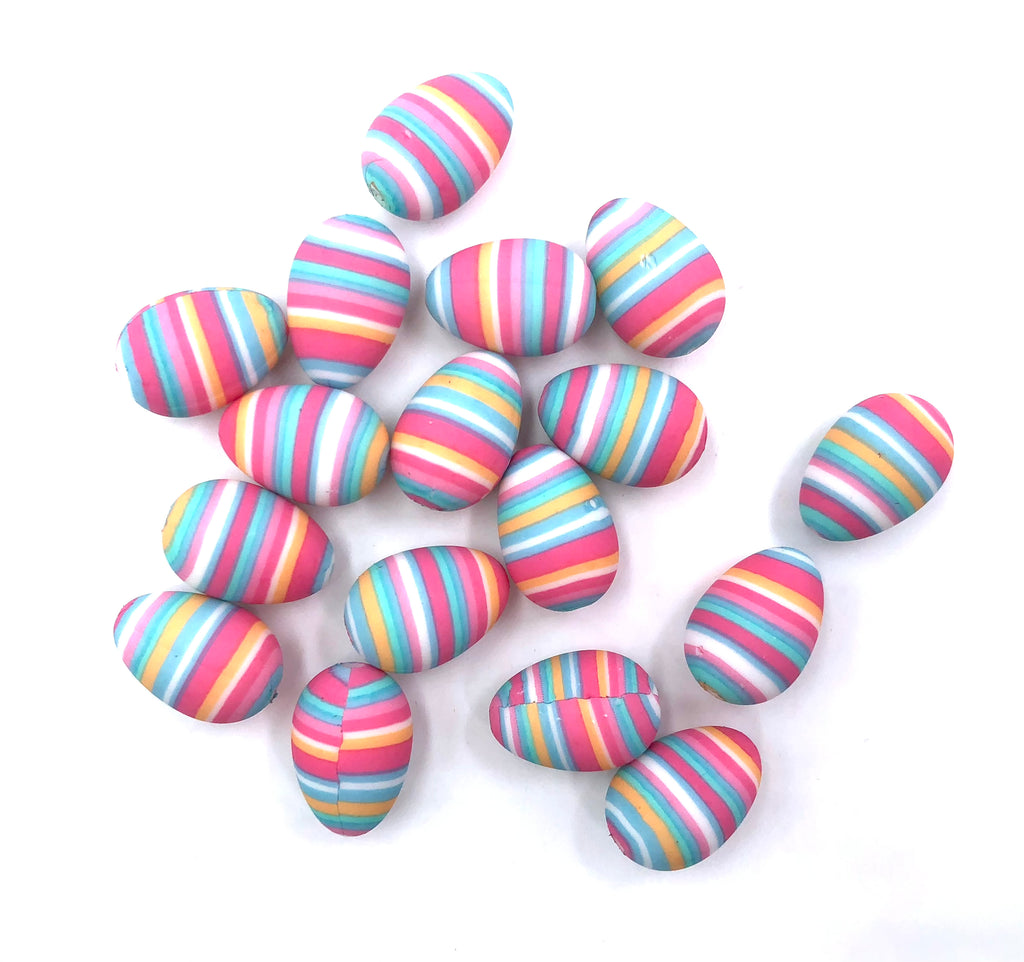 Striped Easter Egg Silicone Focal Beads