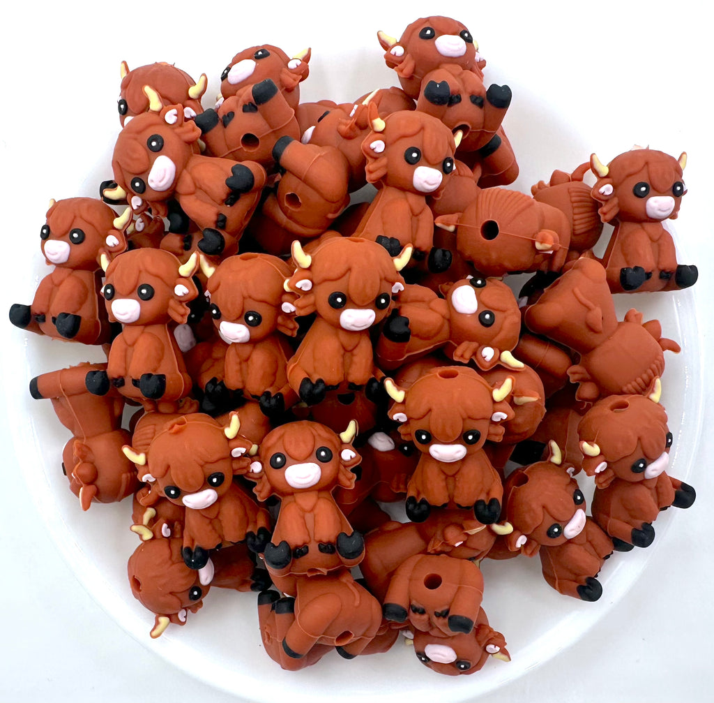 Highland Cow 3D Silicone Focal Beads)