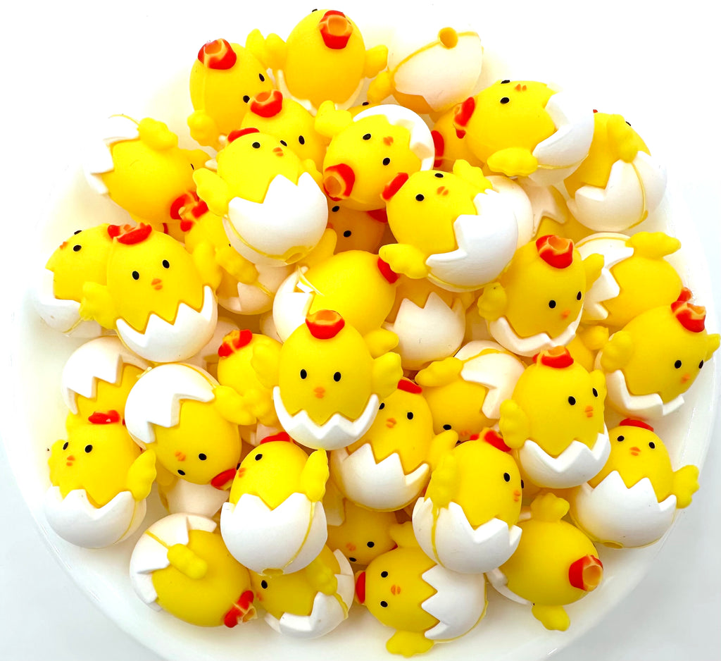 Hatching Chick 3D Silicone Focal Beads