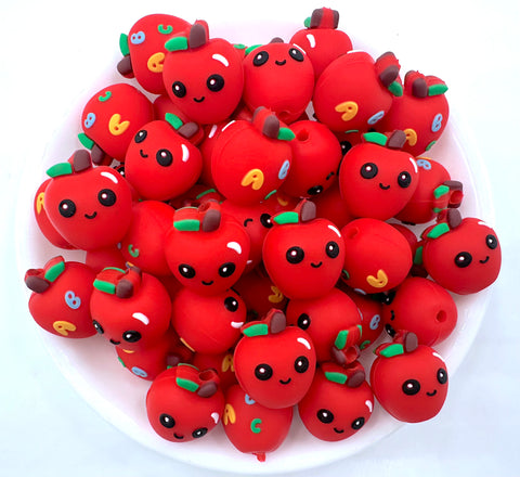 Apple 3D Silicone Focal Beads