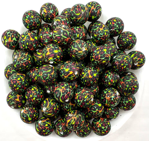 Fall Leopard Print Silicone Beads--15mm