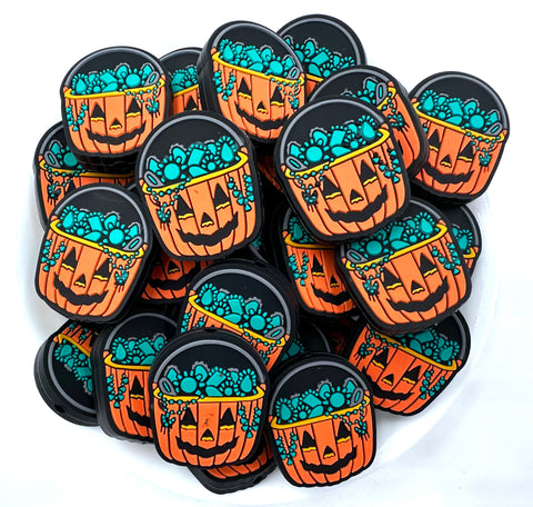 Jack-O-Lantern with Jewels Silicone Focal Beads