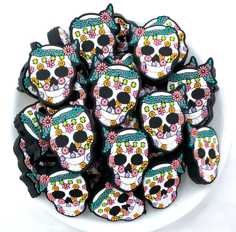 Floral Skull Silicone Focal Beads