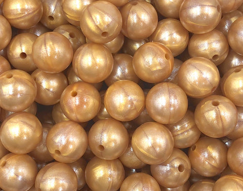 15mm Metallic Gold Opal Silicone Beads