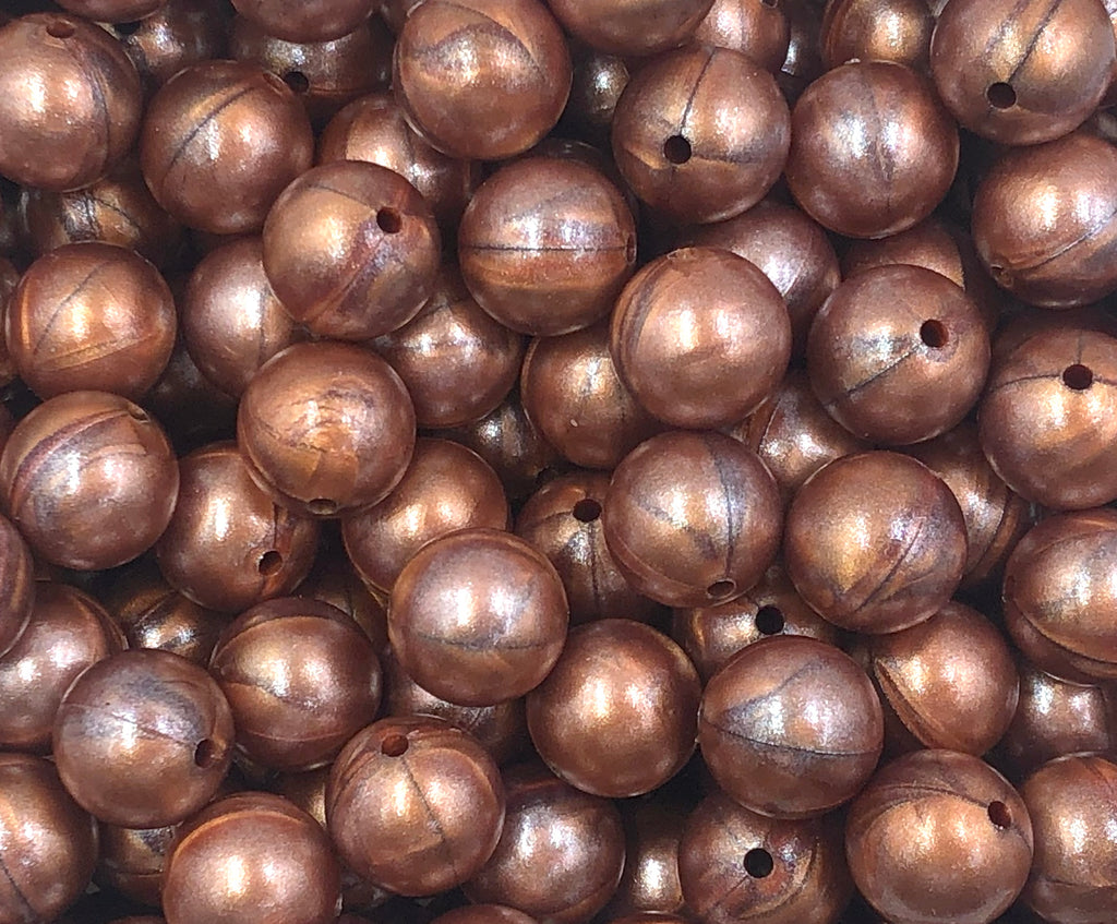 15mm Metallic Copper Opal Silicone Beads