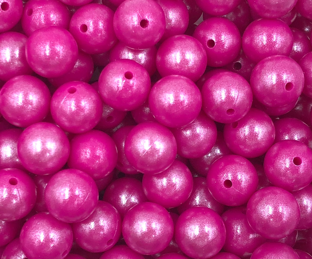15mm Hot Pink Opal Silicone Beads