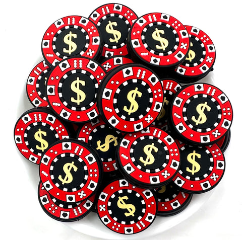 Casino Poker Chip Silicone Focal Beads