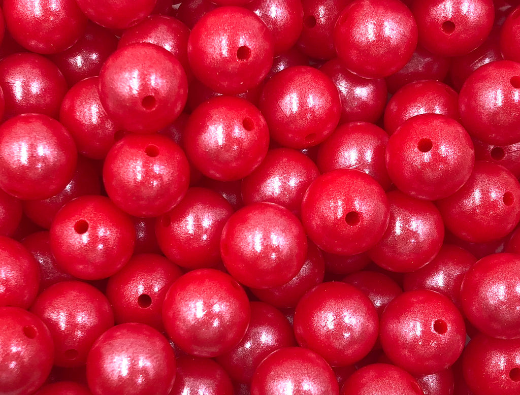 15mm Strawberry Red Opal Silicone Beads