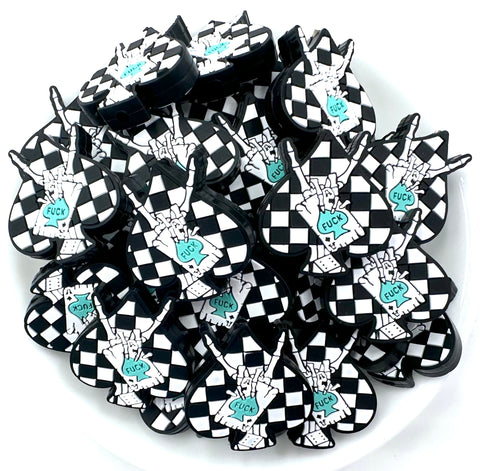 Spades with Skeleton Hand Silicone Focal Beads--Turquoise