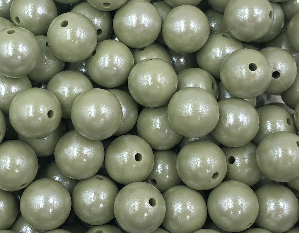 15mm Sage Green Opal Silicone Beads
