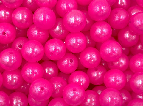 15mm Neon Pink Opal Silicone Beads