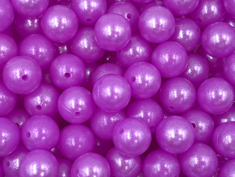 15mm Neon Purple Opal Silicone Beads