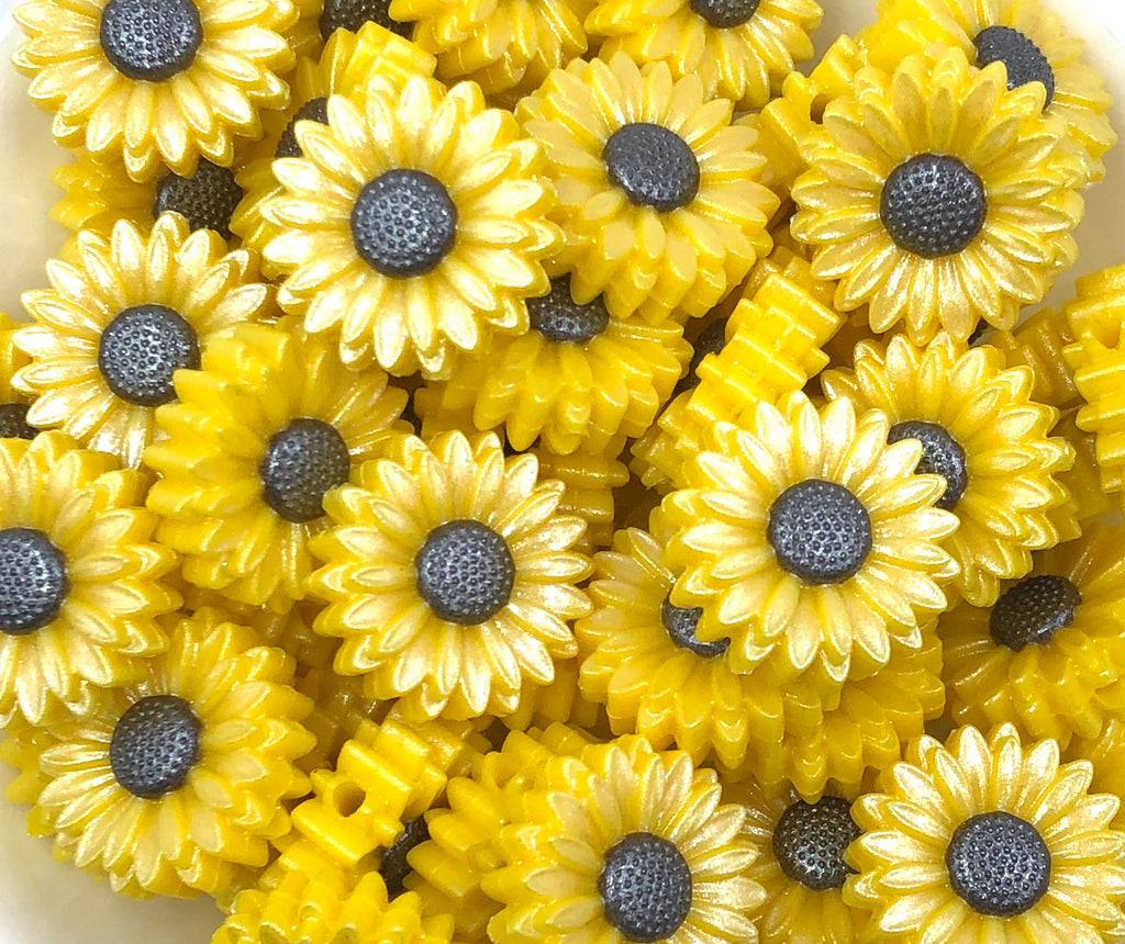 22mm Yellow OPAL Daisy Sunflower Beads