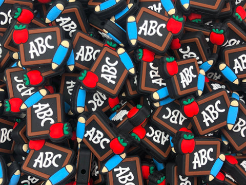 ABC Chalkboard Silicone Focal Beads