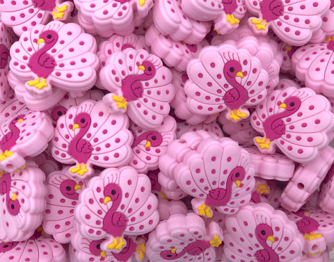 Peacock Silicone Focal Beads--Pink