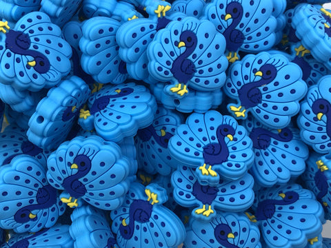 Peacock Silicone Focal Beads--Blue