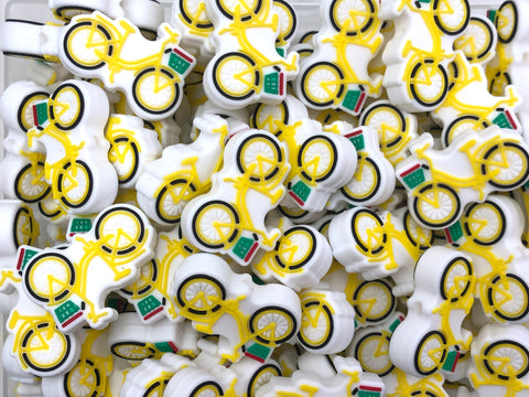 Bicycle Silicone Focal Beads--Yellow