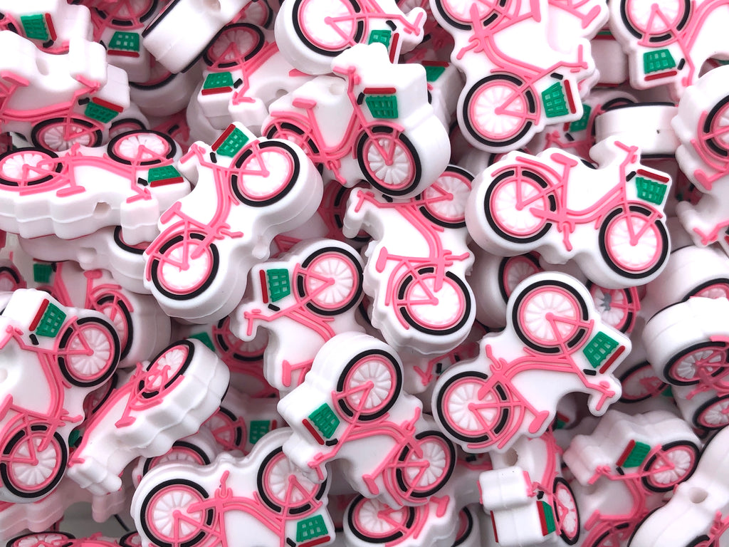 Bicycle Silicone Focal Beads--Pink