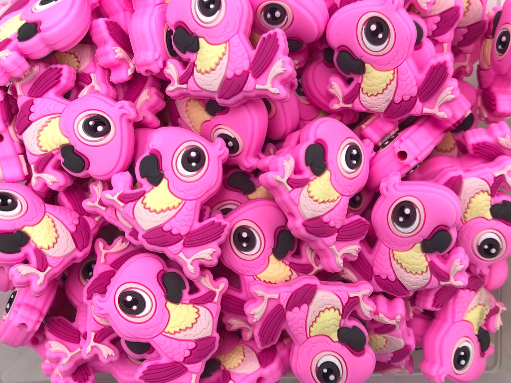 Parrot Silicone Beads--Pink
