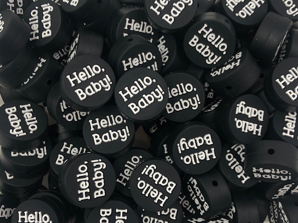 Hello, Baby Silicone Focal Beads--Black